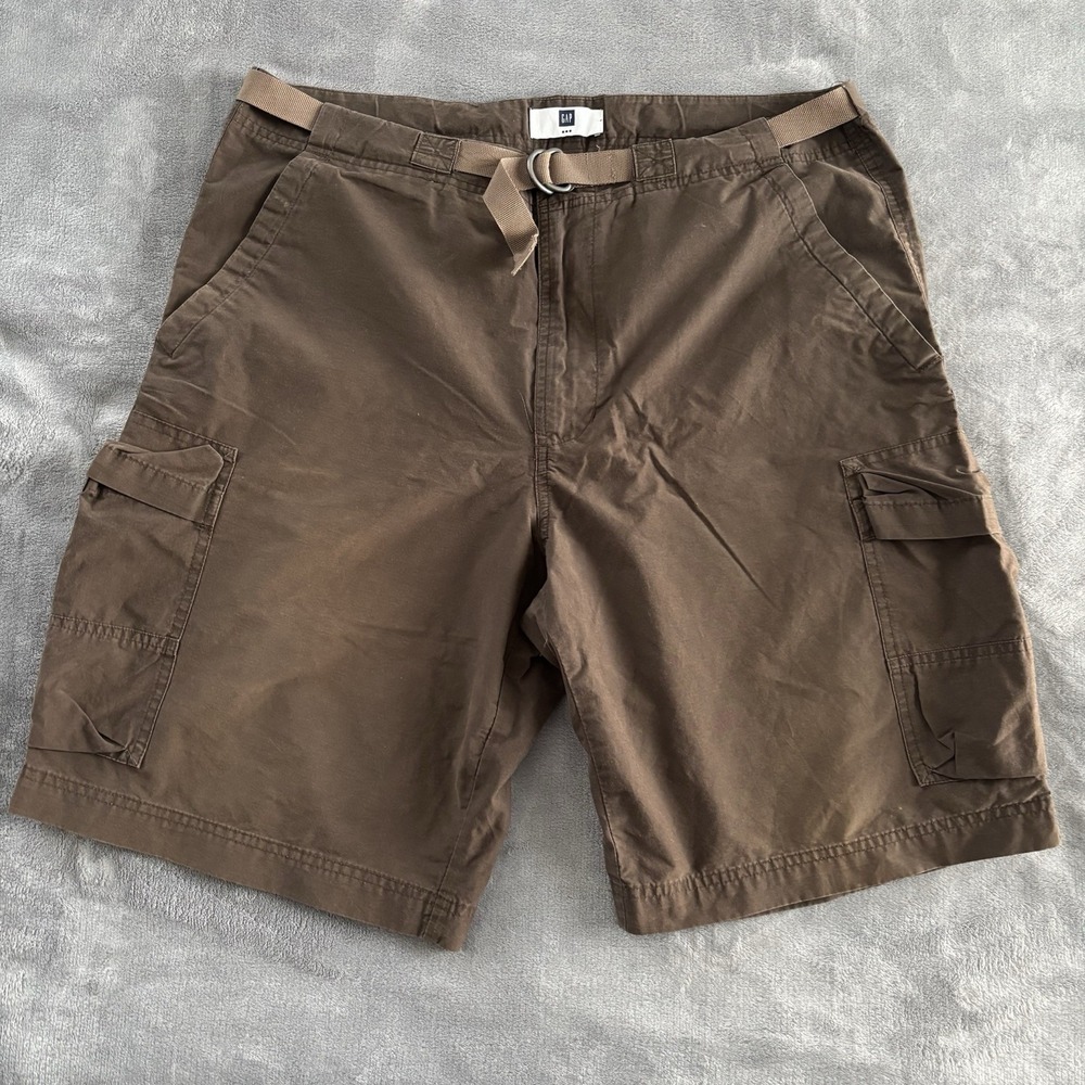 GAP Mens Brown Cargo Shorts With Belt Size 36 Utility‎ Casual Everyday